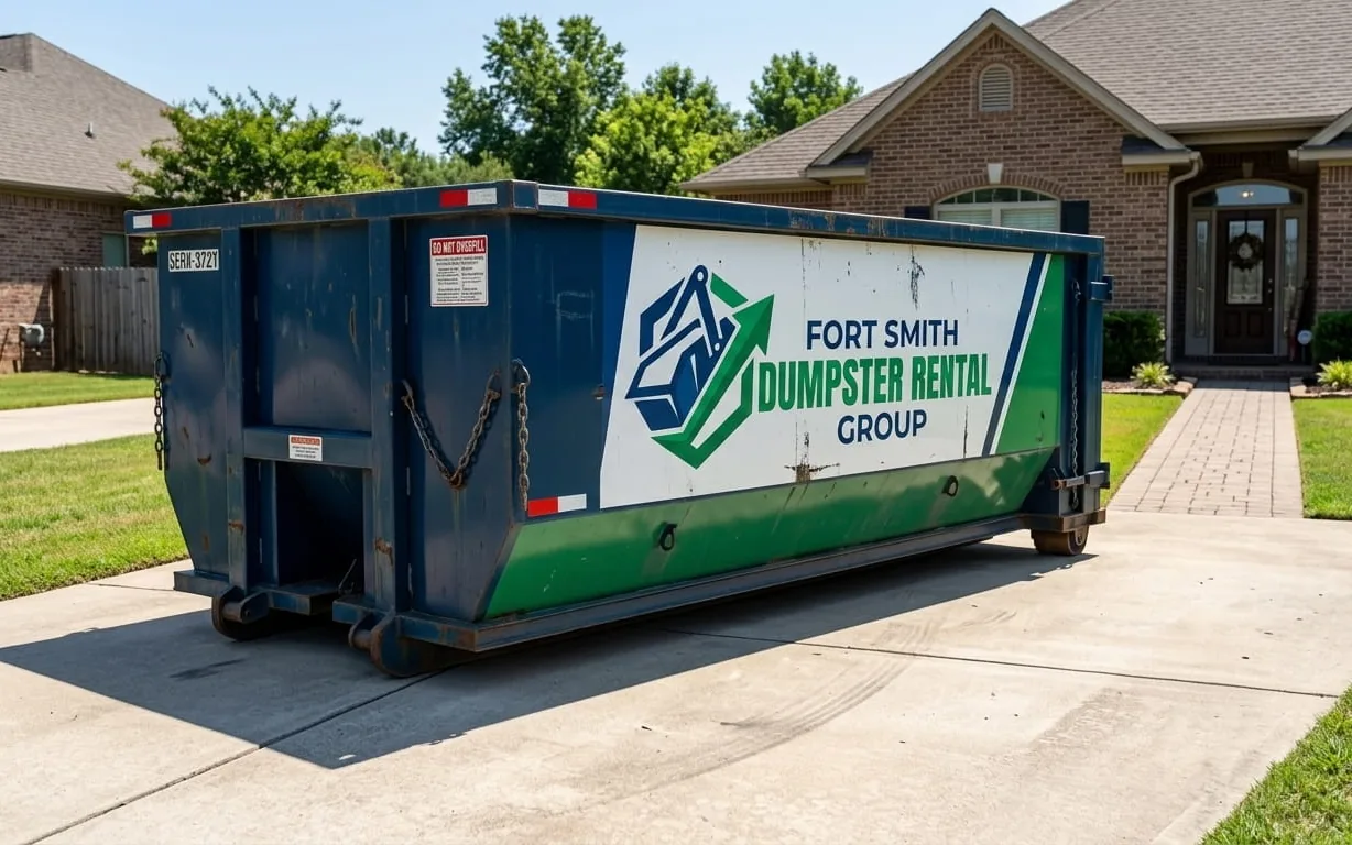 Clean roll-off dumpster delivered to a Fort Smith home